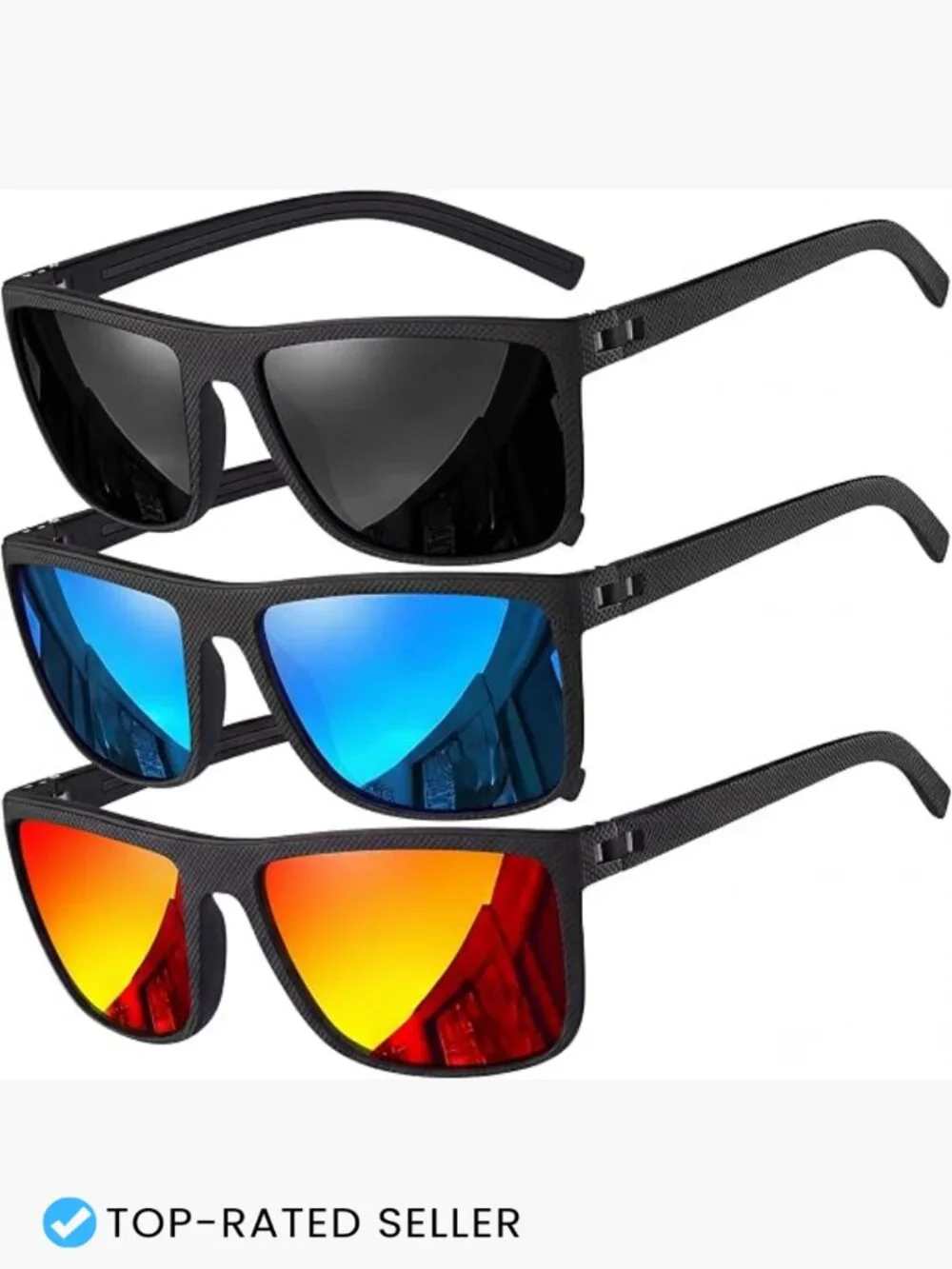 Square Polarized Sunglasses Lightweight TR90 Frame UV400 Protection Unisex